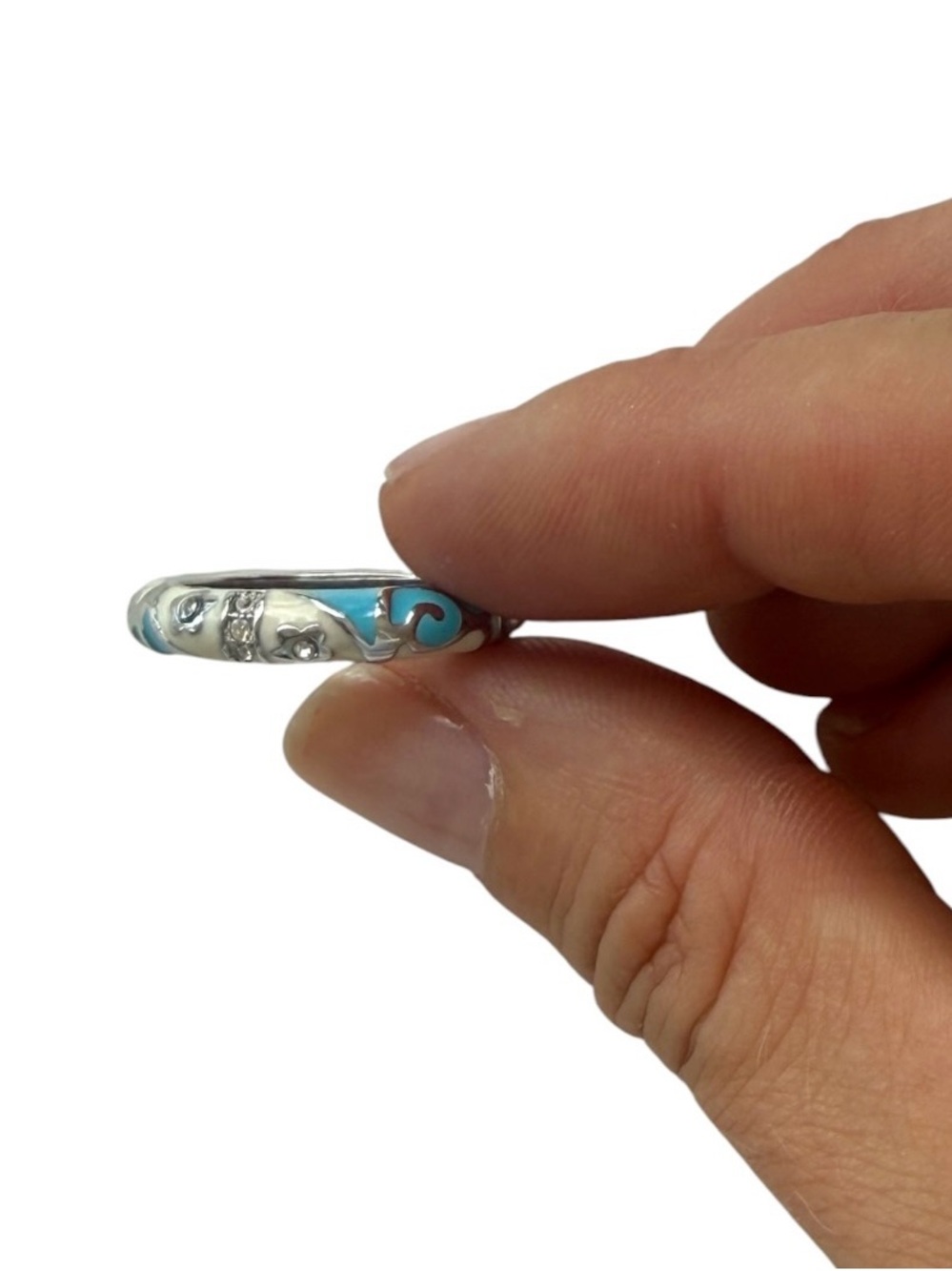 Lauren G Adams Silver and Turquoise Enamel Ring - size 7